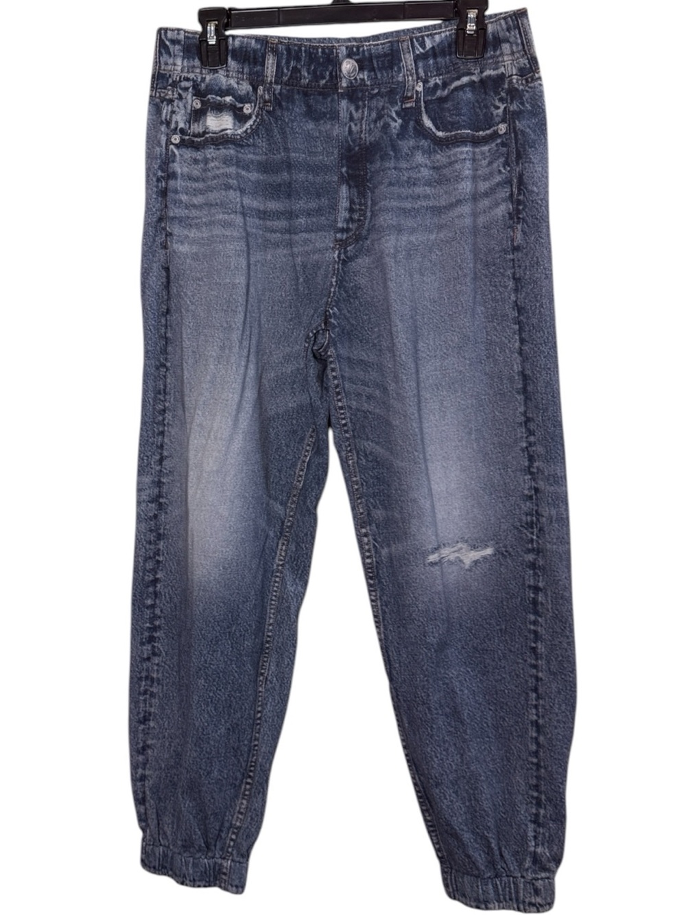 Rag & Bone Miramar Women's Cotton Terry Sporty Blue Wash Jogger Faux Jeans sz L